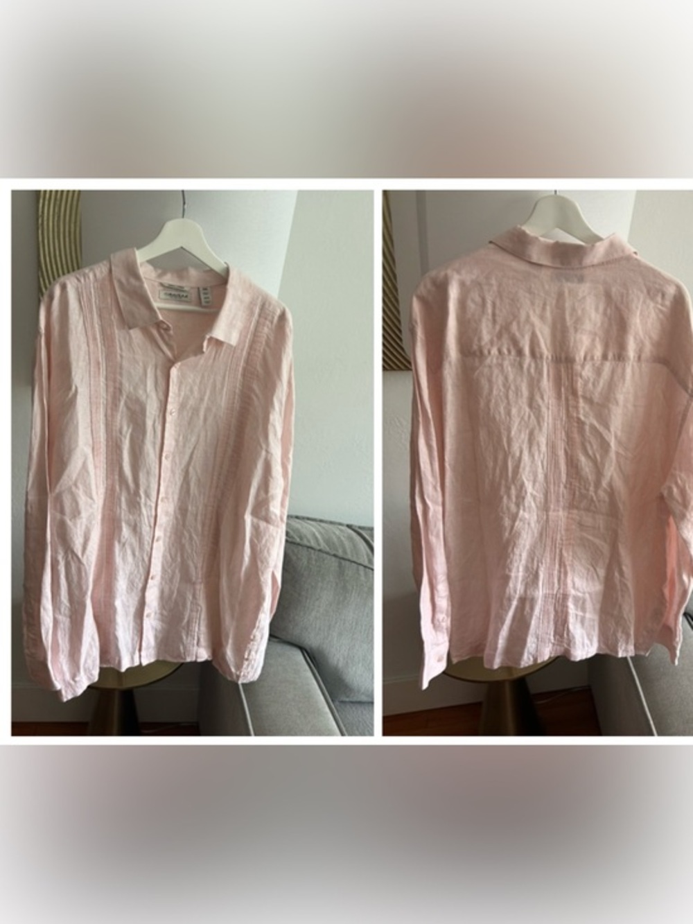 Cubavera Coastal  Linen Pink Shirt XL Summer Beach Wedding Resortwear